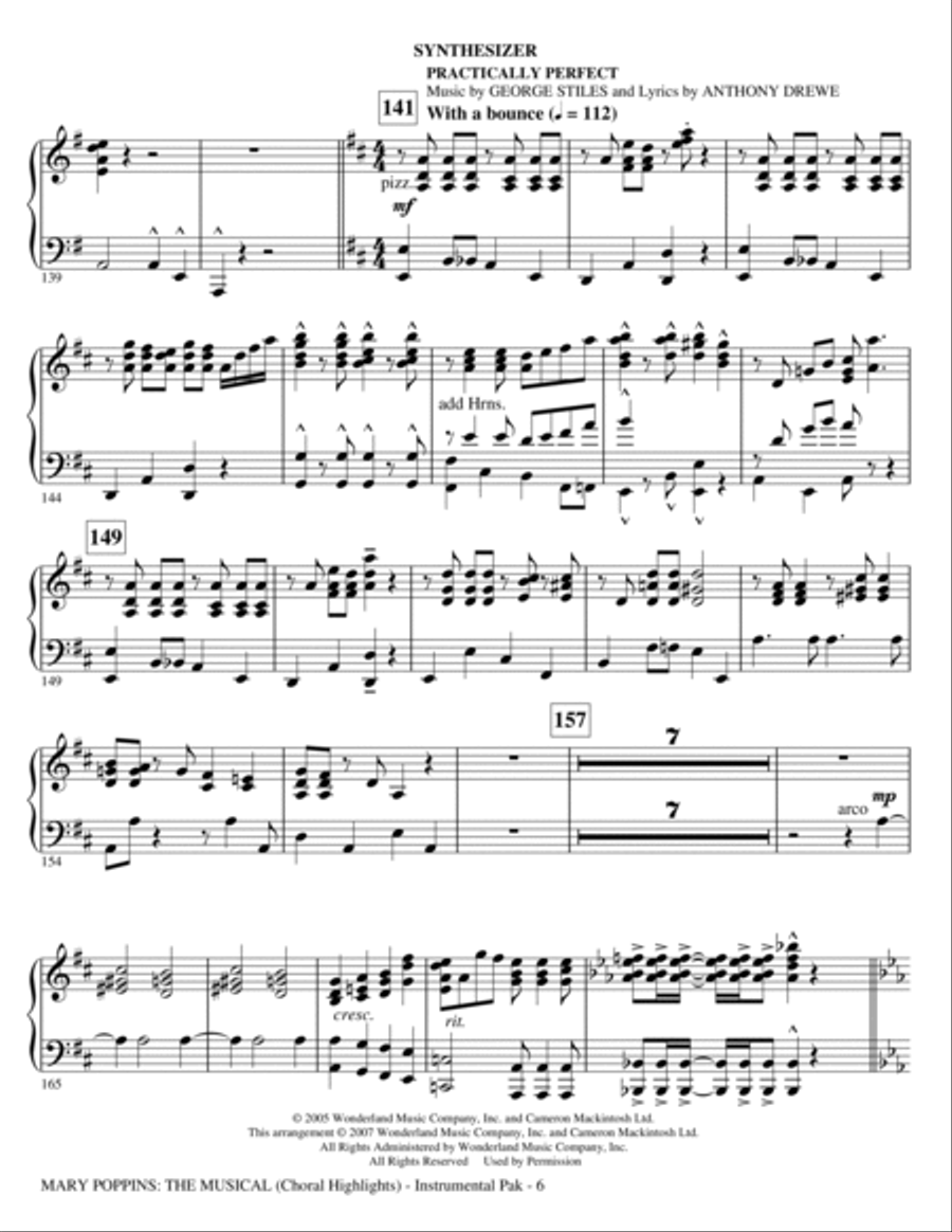 Mary Poppins: The Musical - Synthesizer Choir scores gallery preview page 6