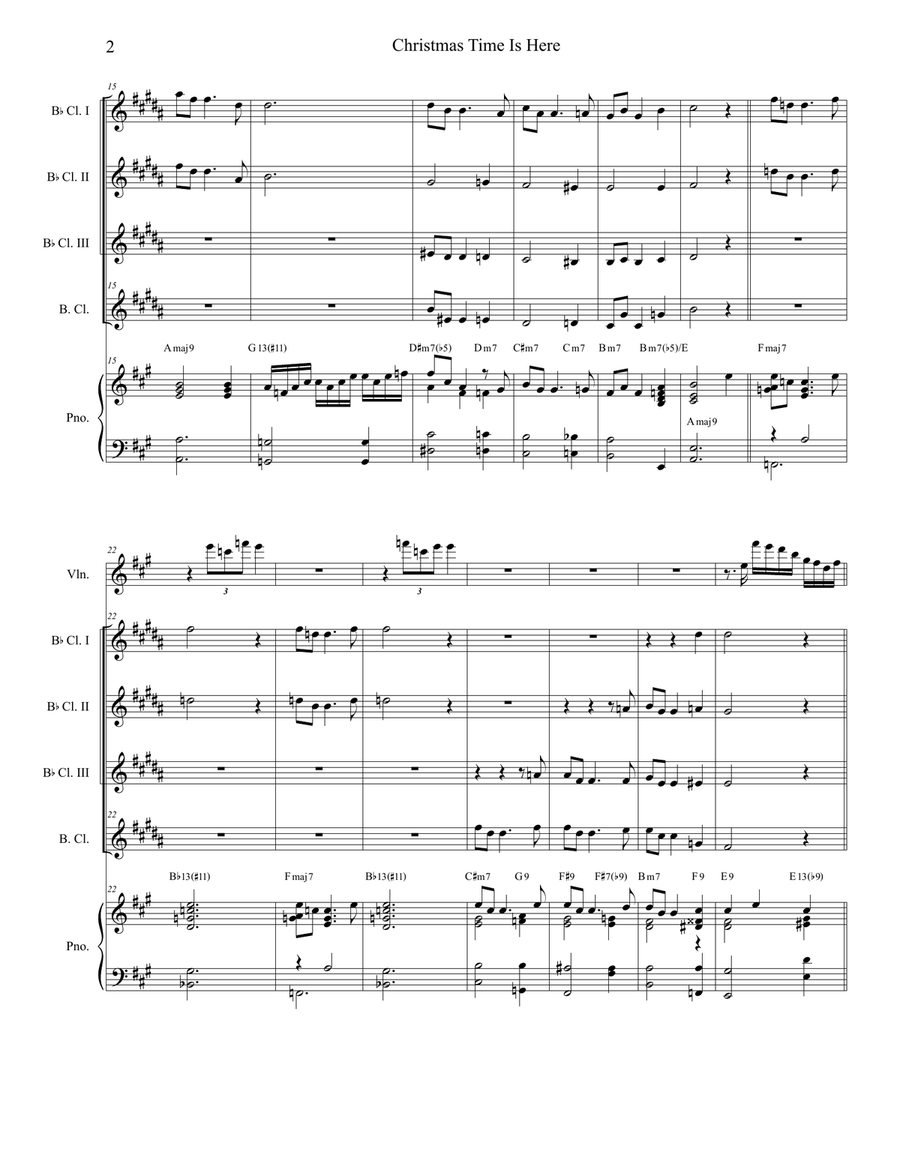 Christmas Time Is Here Clarinet Choir scores gallery preview page 2