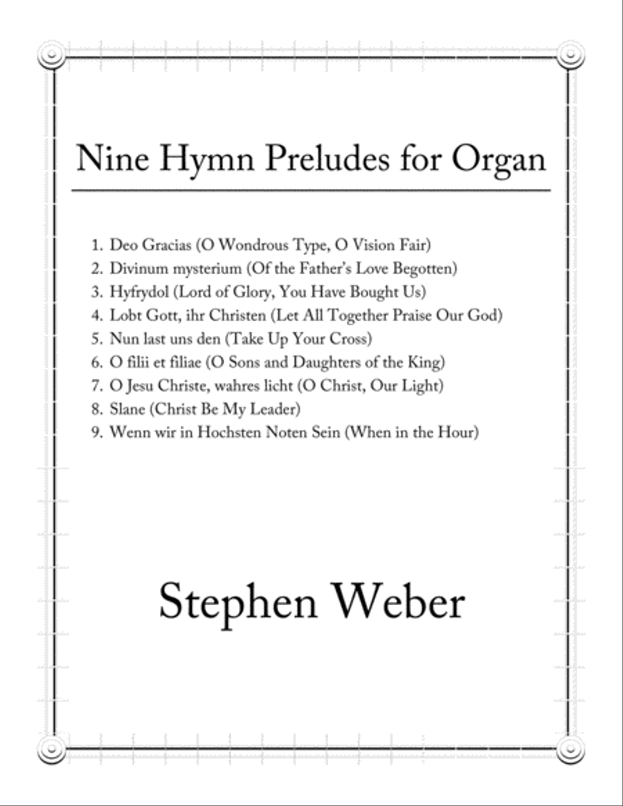 Nine Hymn Preludes for Organ Organ Solo scores gallery preview page 1