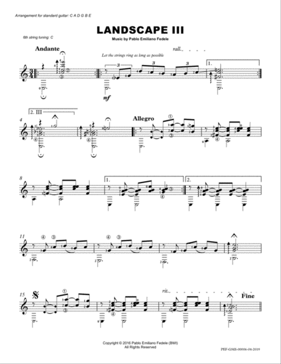 Landscape III - Standard Guitar Edition Classical Guitar scores gallery preview page 2