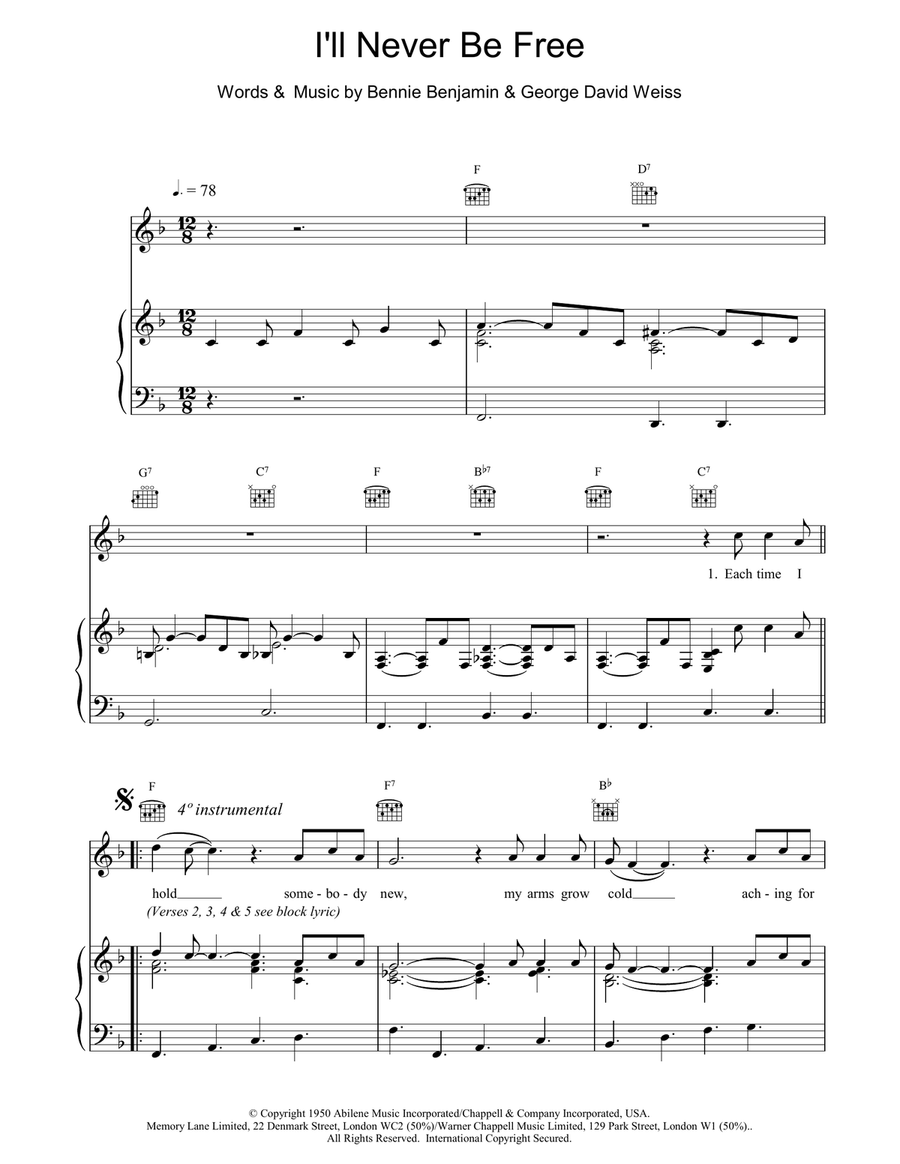I'll Never Be Free Acoustic Guitar scores gallery preview page 1
