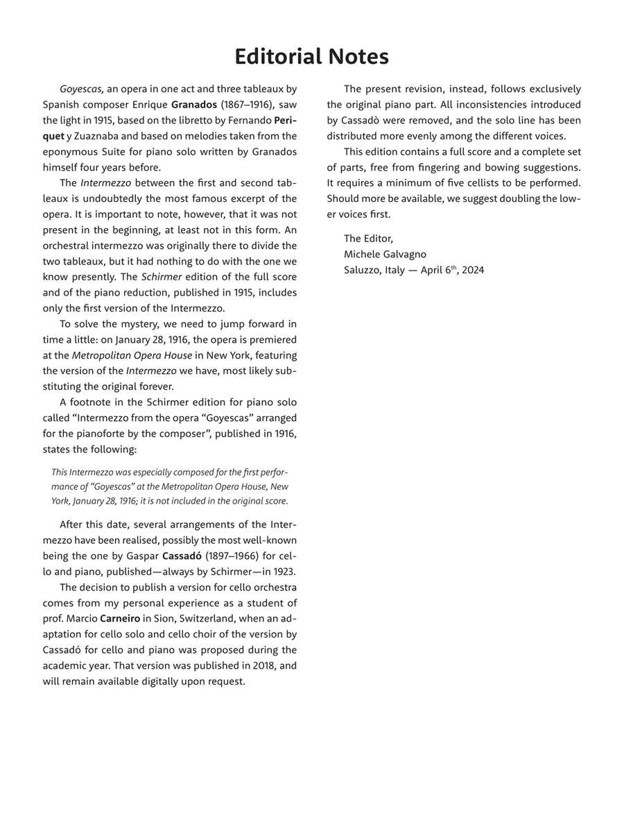 Granados - Intermezzo from Goyescas - Arrangement for Cello Ensemble String Orchestra scores gallery preview page 5