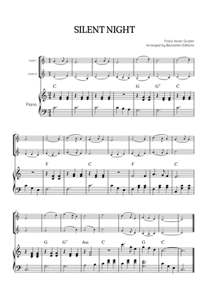 Silent Night for violin duet with piano accompaniment • easy Christmas song sheet music (chords)