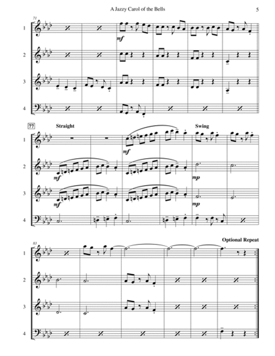 Carol of the Bells (Jazz Waltz for Woodwind Quartet) image number null