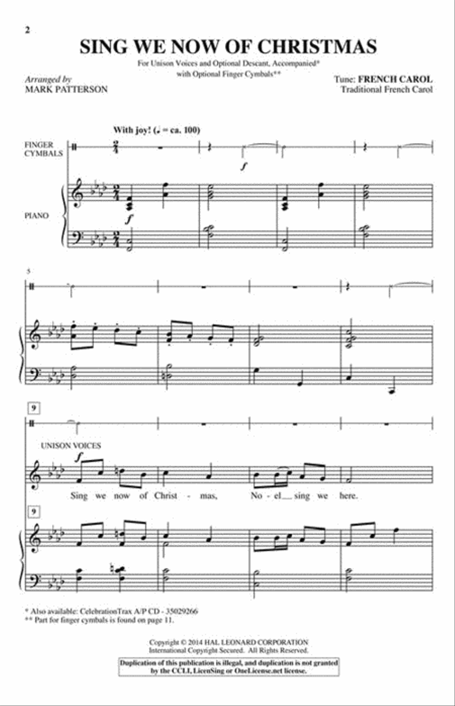 Sing We Now of Christmas Unison Choir scores gallery preview page 2