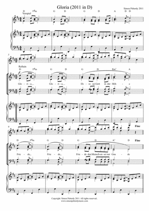 Gloria 2011 in D (in German and English) from a rhythmical mass for SATB, piano/guitar and 2 flutes