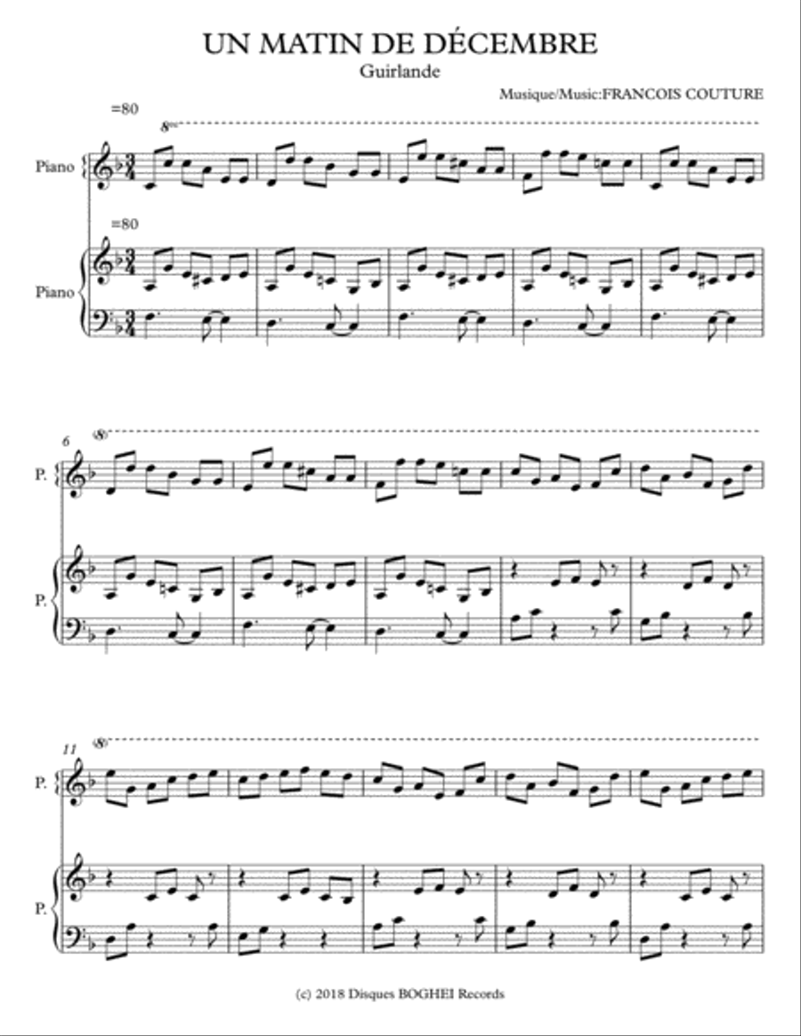UN MATIN DE DÉCEMBRE Easy Piano scores gallery preview page 3
