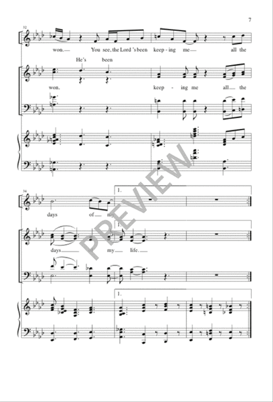 He's Been Keeping Me 4-Part scores gallery preview page 7