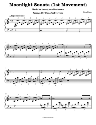 Moonlight Sonata 1st Movement - Beethoven (Easy Piano)
