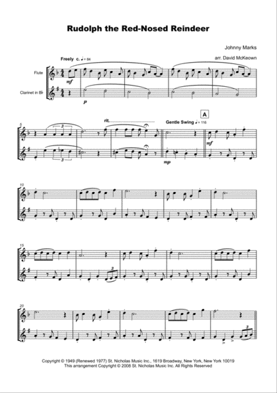 Rudolph The Red-nosed Reindeer Woodwind Duet scores gallery preview page 2
