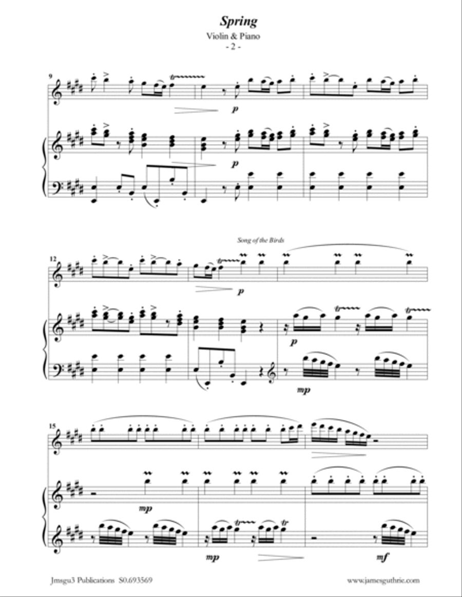 Vivaldi: Spring from the Four Seasons for Violin & Piano Violin Solo scores gallery preview page 2