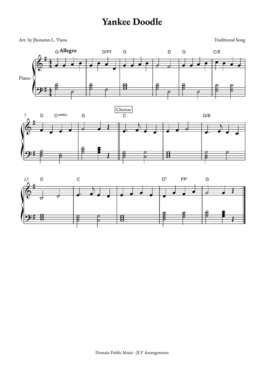 Yanke Doodle Easy Piano scores gallery preview page 1