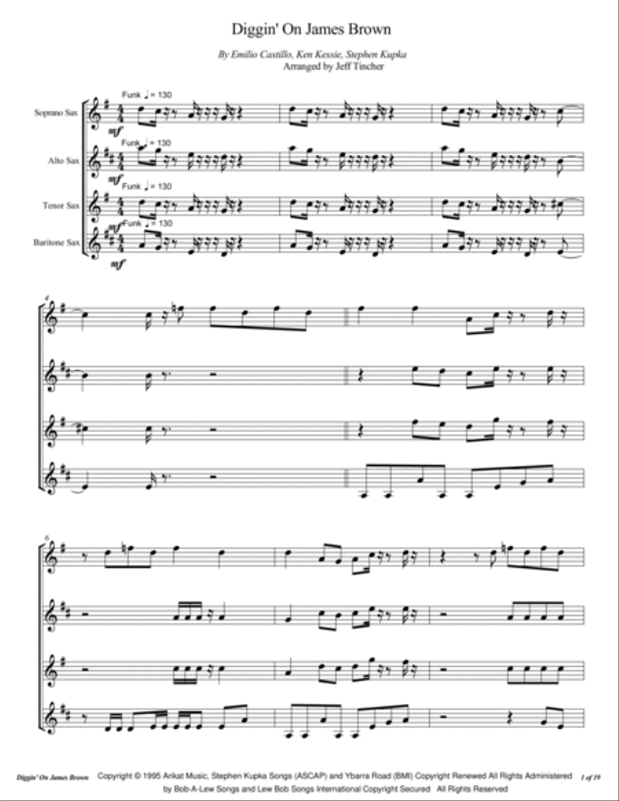 Diggin' On James Brown Woodwind Quartet scores gallery preview page 2