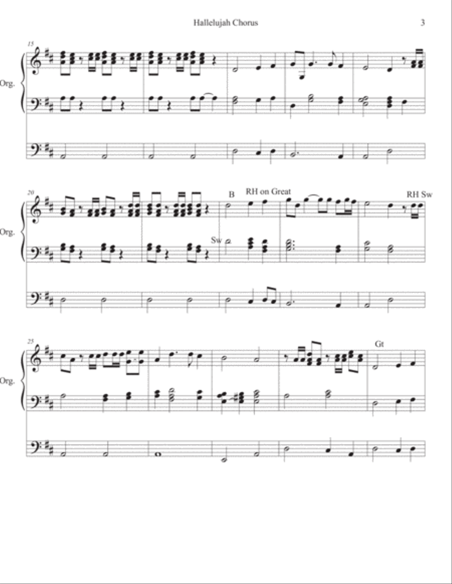 Hallelujah Chorus Organ in D Intermediate Choir scores gallery preview page 3