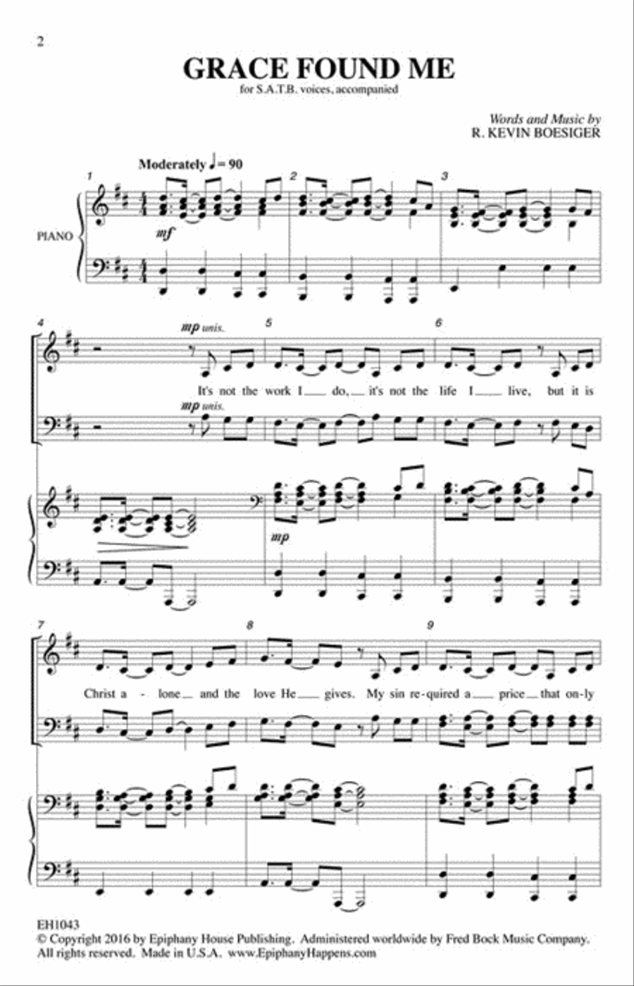 Grace Found Me Grace Found Me 4-Part scores gallery preview page 2