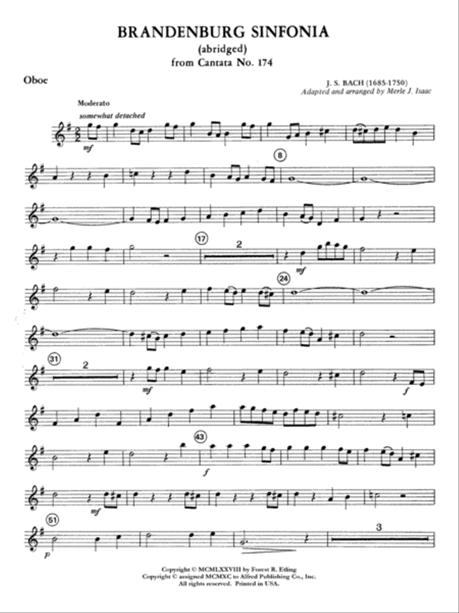 Brandenburg Sinfonia: Oboe Full Orchestra scores gallery preview page 1