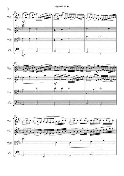 Pachelbel's Canon in D, for String Quartet