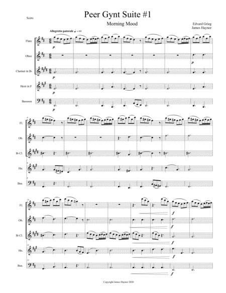 Peer Gynt Suite #1 for Woodwind Quintet image number null