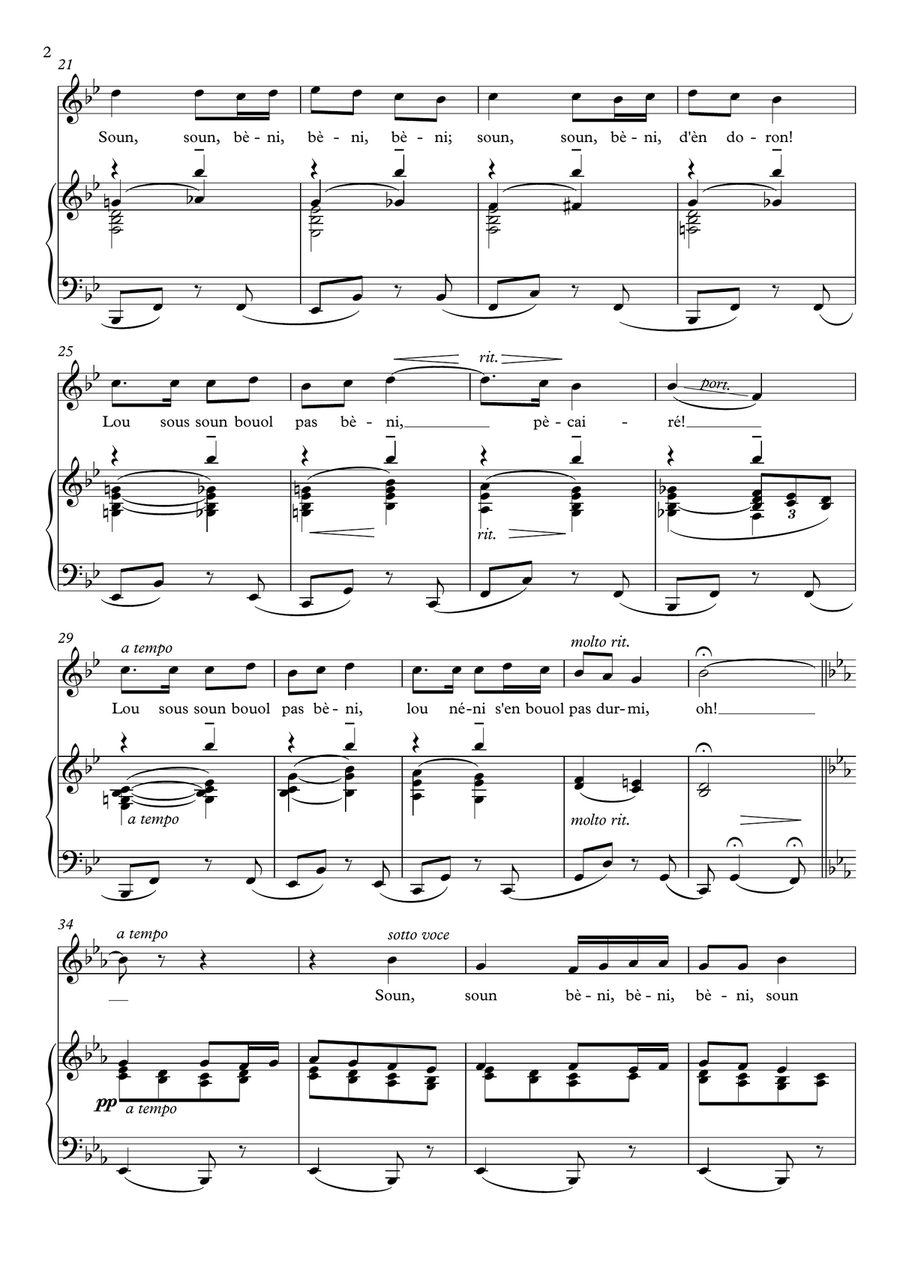 Brezairola - Chants D'Auvergne (Bb Major) Brezairola - Chants D'Auvergne (Bb Major) Piano, Vocal scores gallery preview page 3