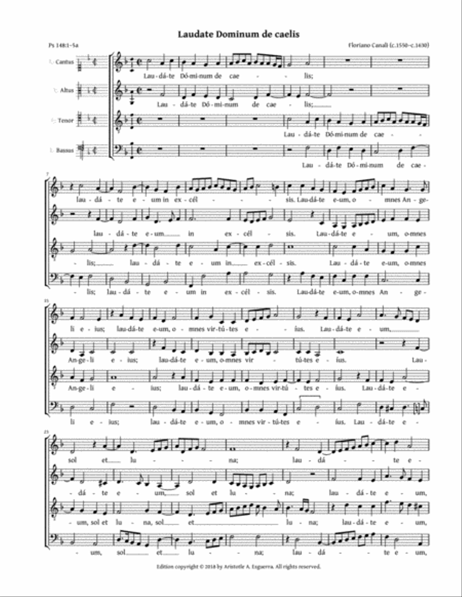 Laudate Dominum de caelis (Canali) 4-Part scores gallery preview page 1