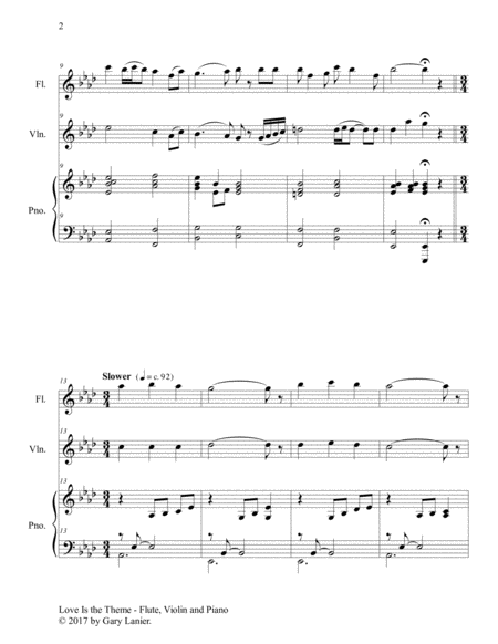 LOVE IS THE THEME (Trio – Flute, Violin & Piano with Score/Part) image number null