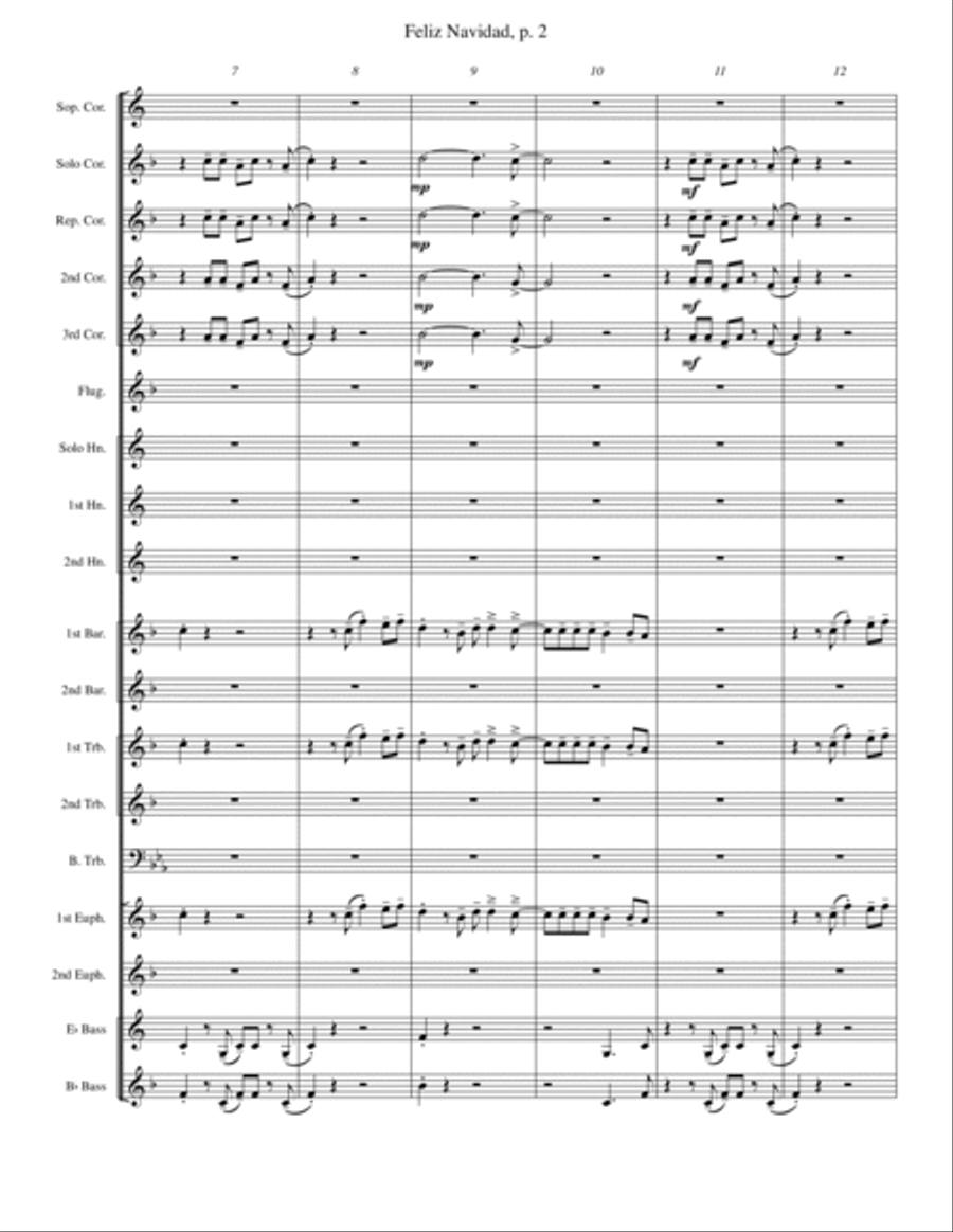 Feliz Navidad Brass Band scores gallery preview page 2