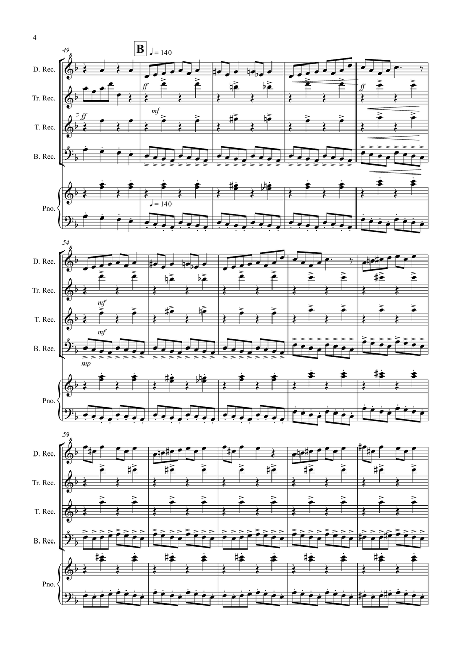 In the Hall of the Mountain King for Recorder Quartet Recorder scores gallery preview page 4
