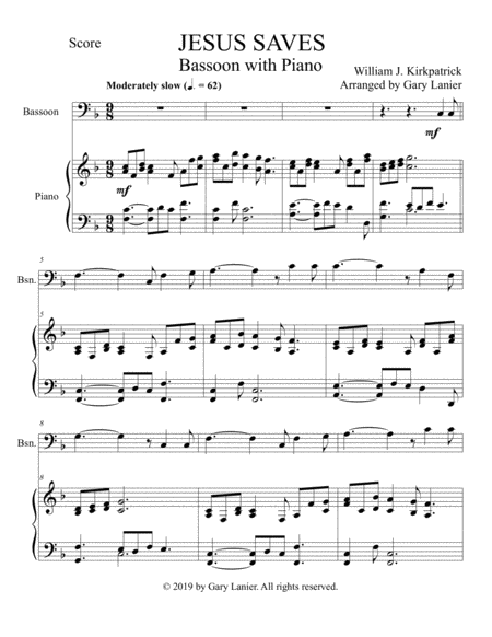 JESUS SAVES (Bassoon with Piano - Score & Part included) image number null