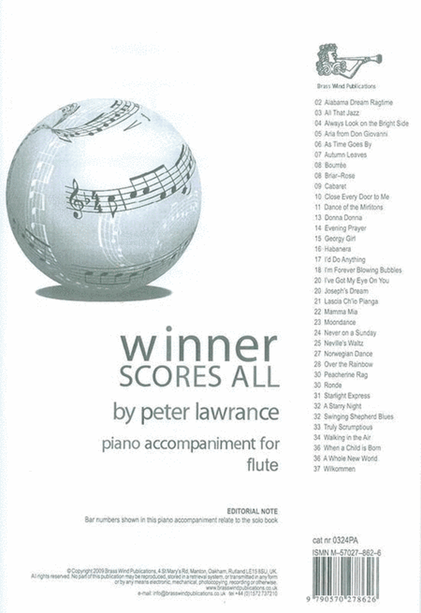 Winner Scores All For Flute Piano Accomp