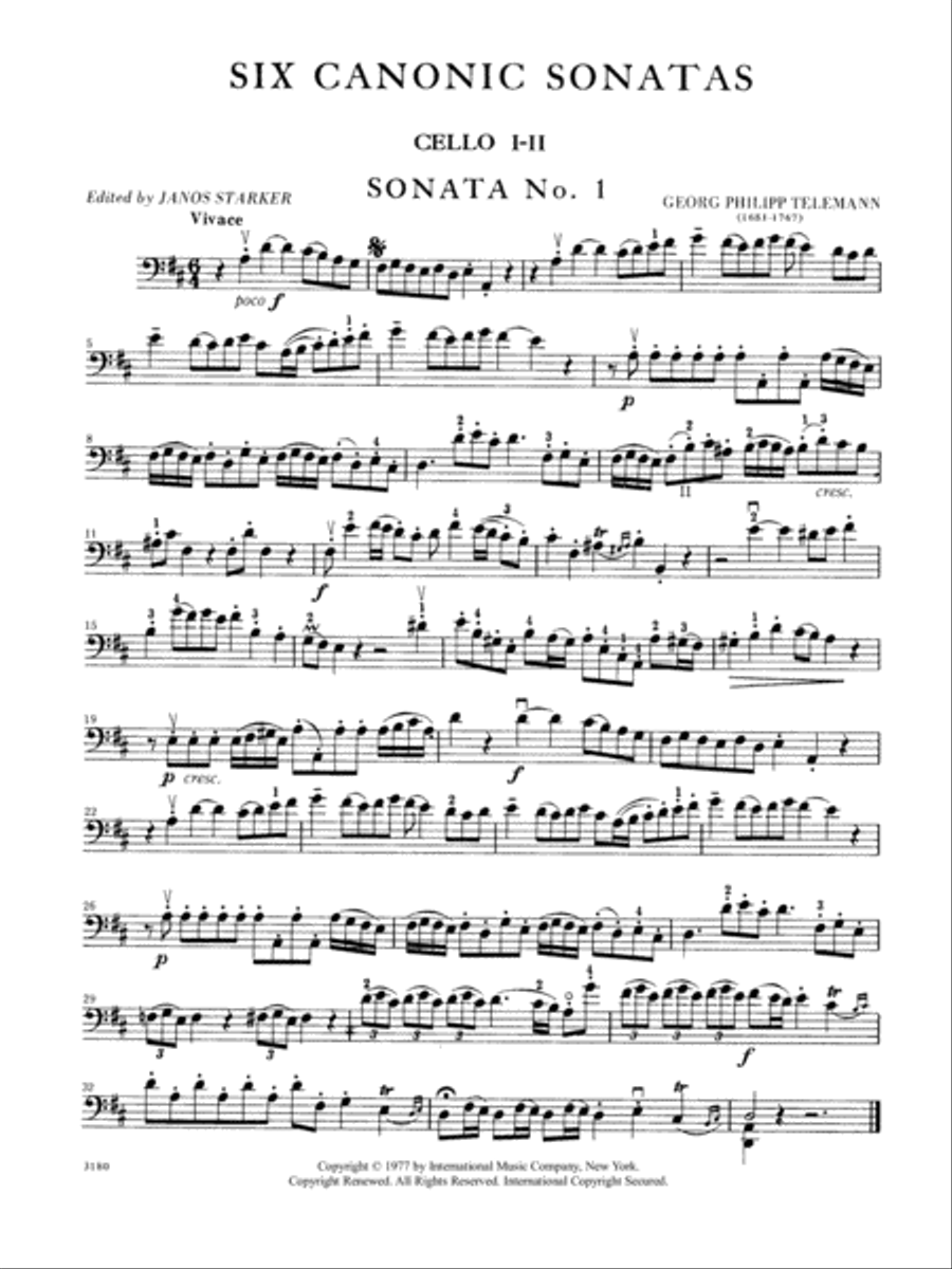 Six Canonic Sonatas Cello scores gallery preview page 2