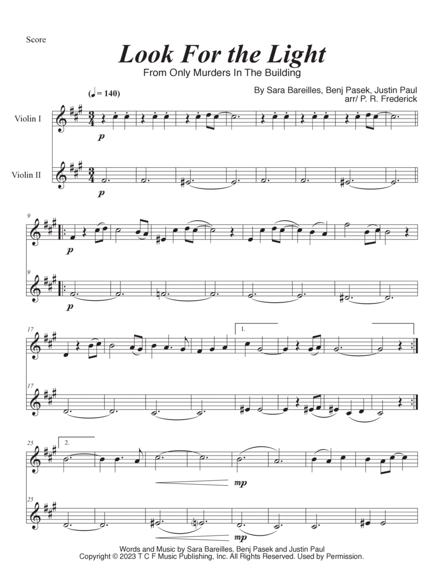Look For The Light String Duet scores gallery preview page 1