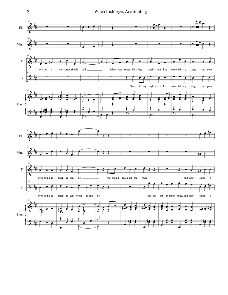 When Irish Eyes Are Smiling (Duet for Tenor and Bass Solo) Bass Voice scores gallery preview page 2