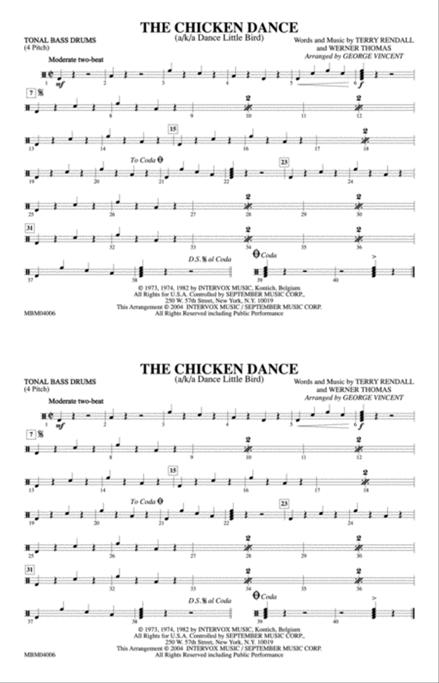 The Chicken Dance: Tonal Bass Drum Marching Band scores gallery preview page 1