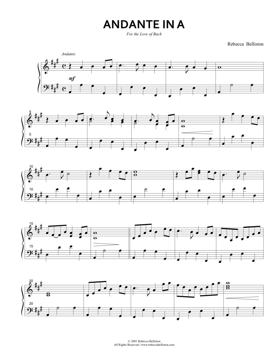 Andante in A major (Original Piano Solo) Piano Solo scores gallery preview page 1