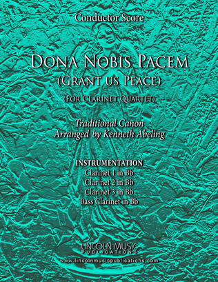 Book cover for Dona Nobis Pacem (for Clarinet Quartet)