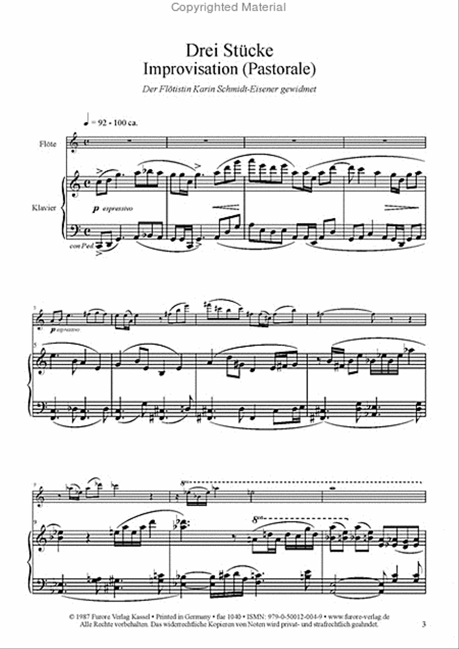 Drei Stucke fur Flote und Klavier Flute Solo scores gallery preview page 2