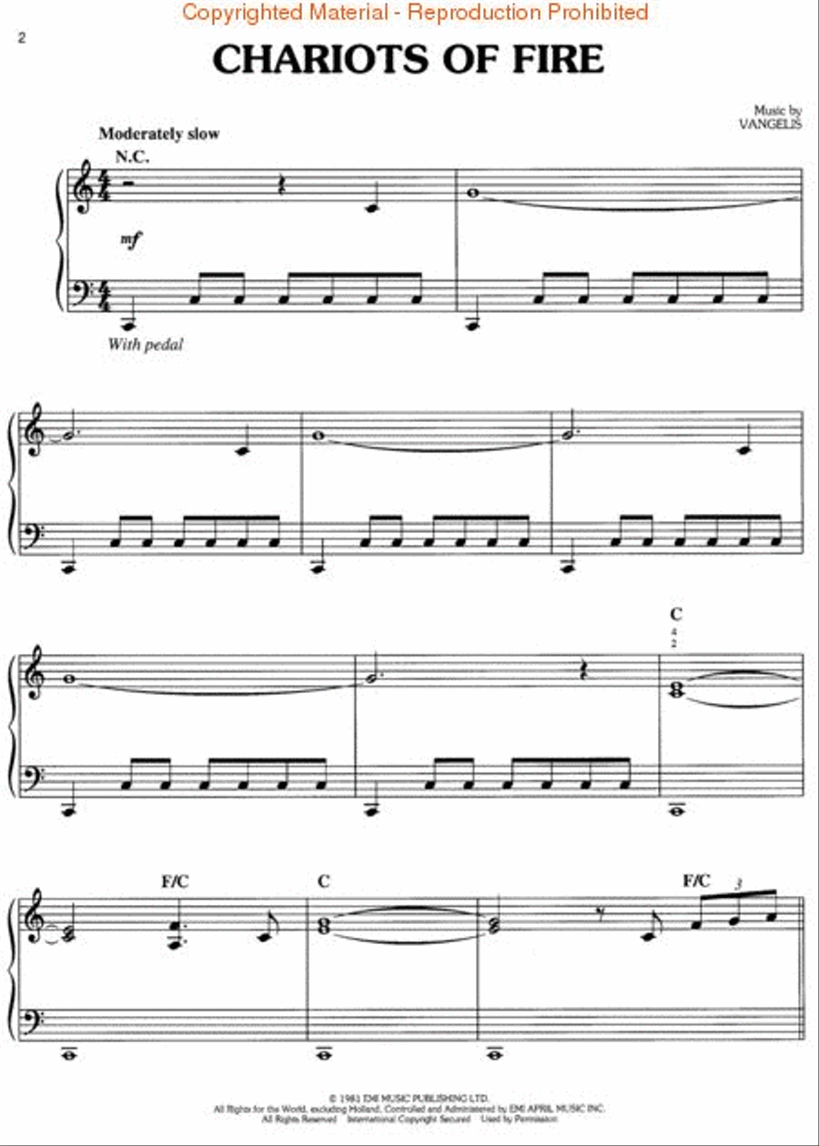 Chariots of Fire Easy Piano scores gallery preview page 2