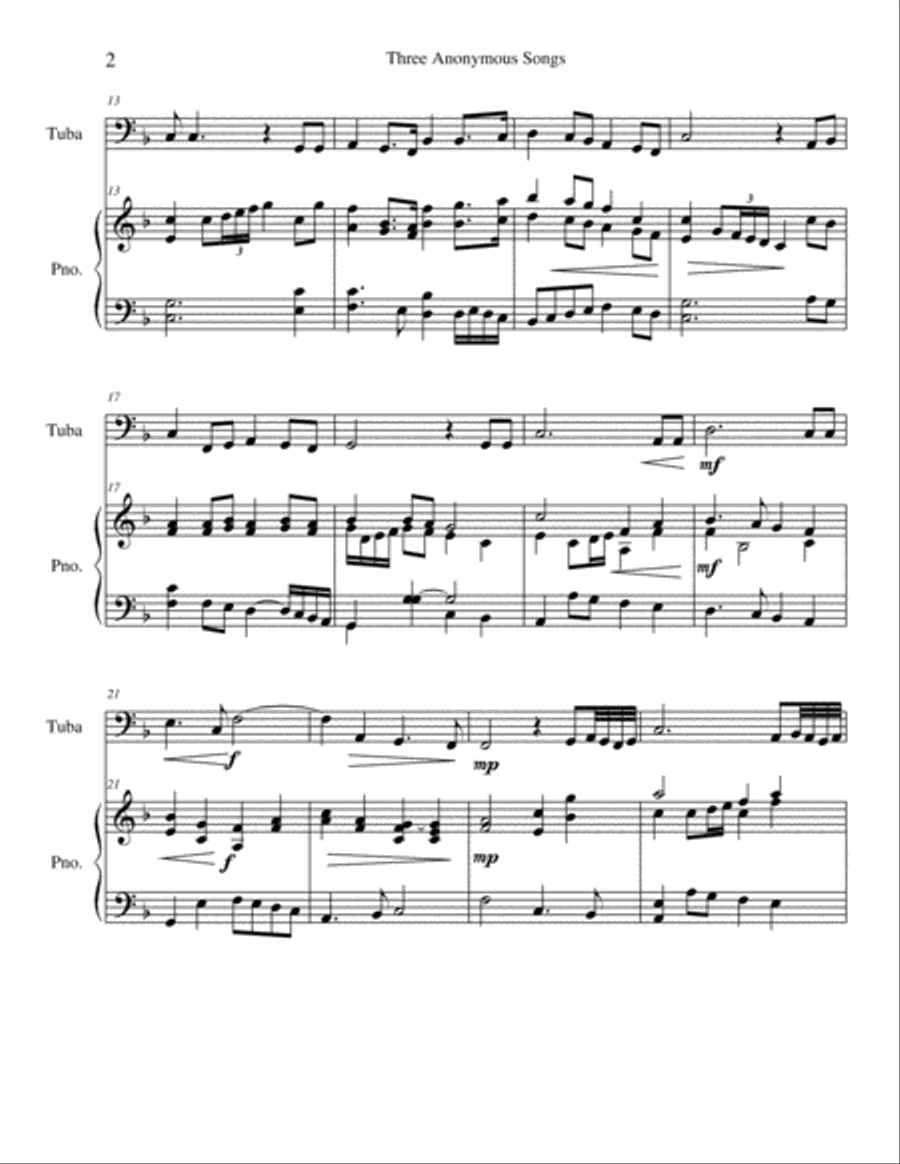 Three Anonymous Songs (of Renaissance Europe) Piano scores gallery preview page 2