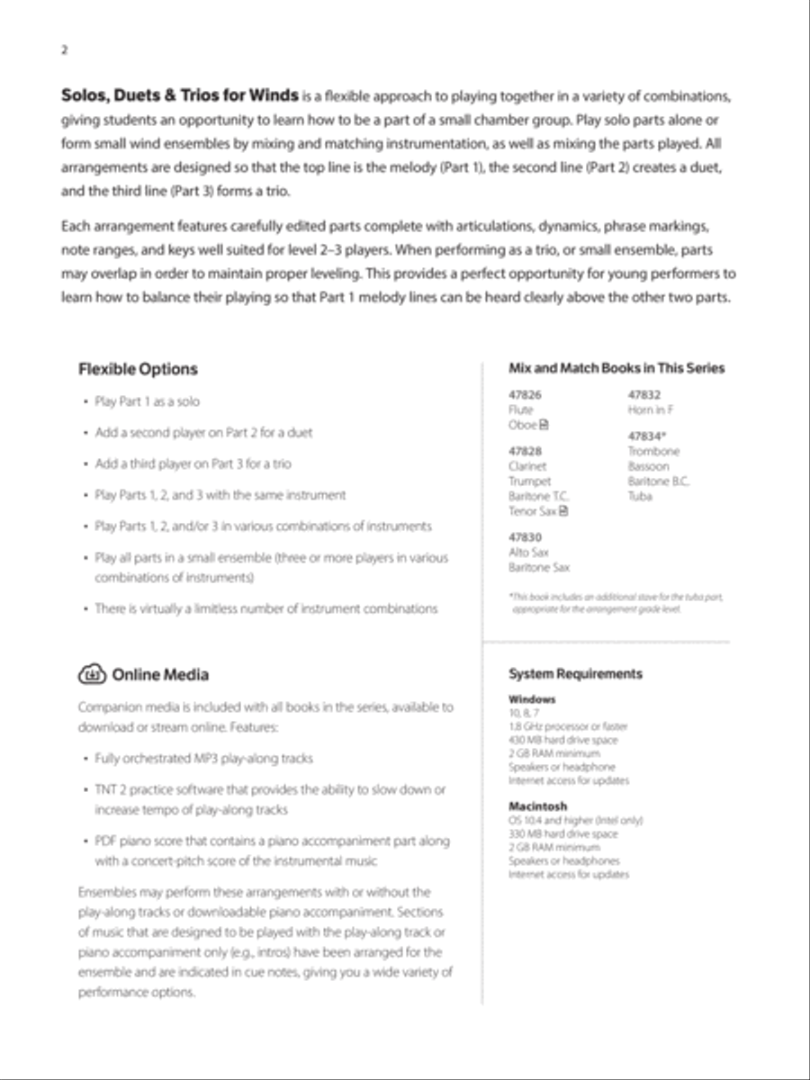 Solos, Duets & Trios for Winds -- Movie Favorites Small Ensemble scores gallery preview page 2