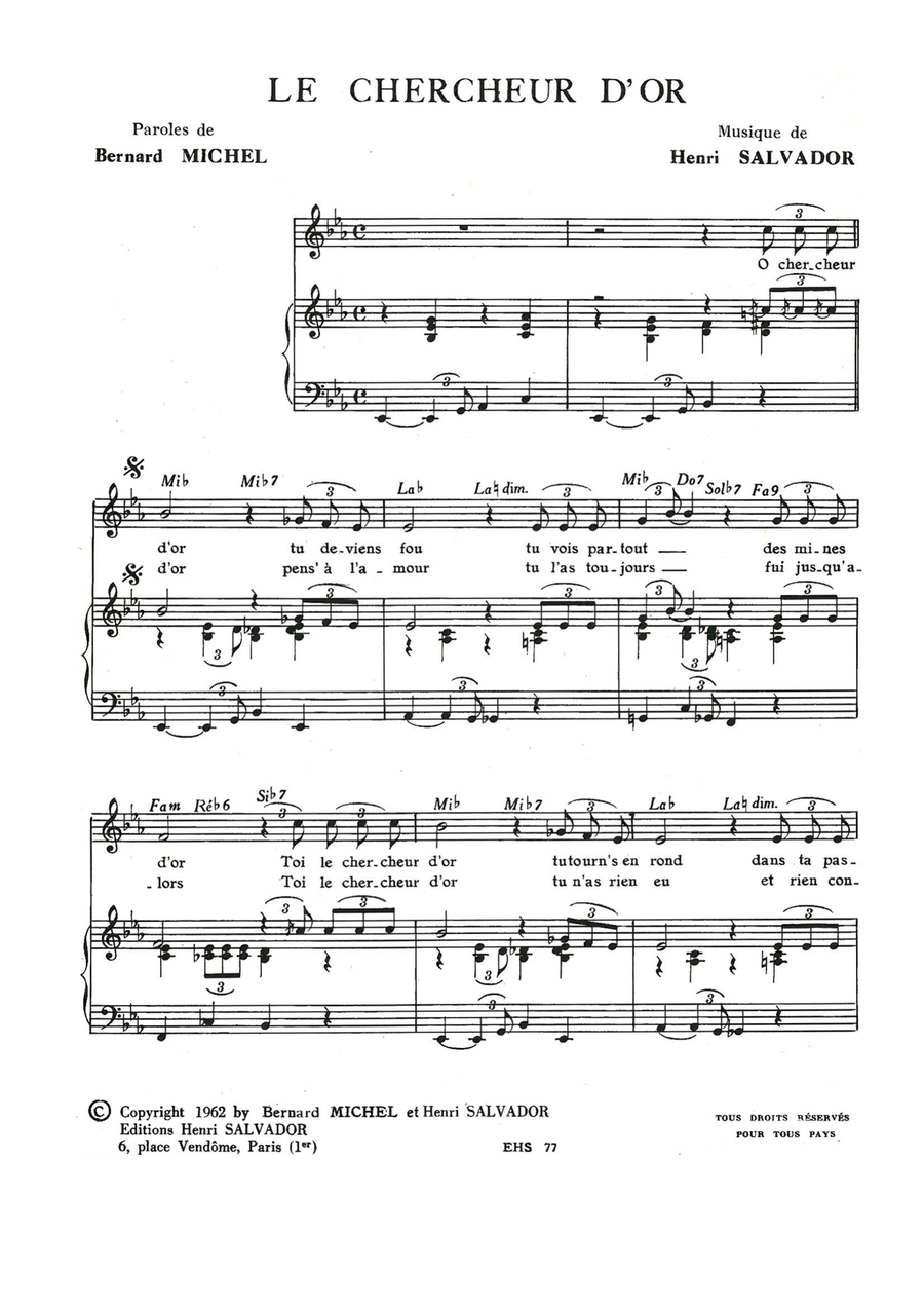Chercheur D'or Piano, Vocal scores gallery preview page 1