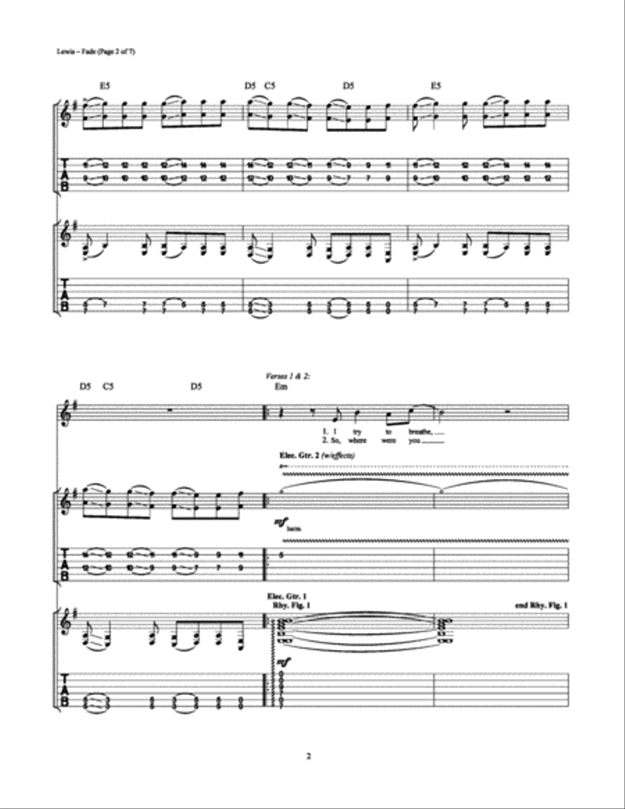 Fade Fade Electric Guitar scores gallery preview page 2