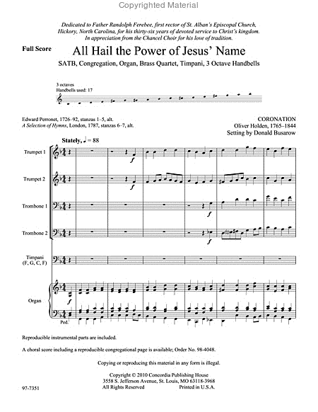 All Hail the Power of Jesus' Name (Full Score) (Busarow) image number null