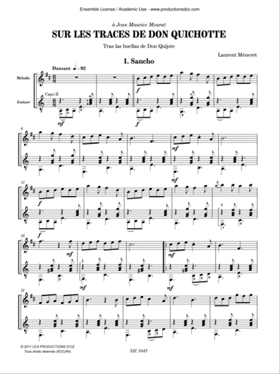 Sur les traces de Don Quichotte Classical Guitar scores gallery preview page 4