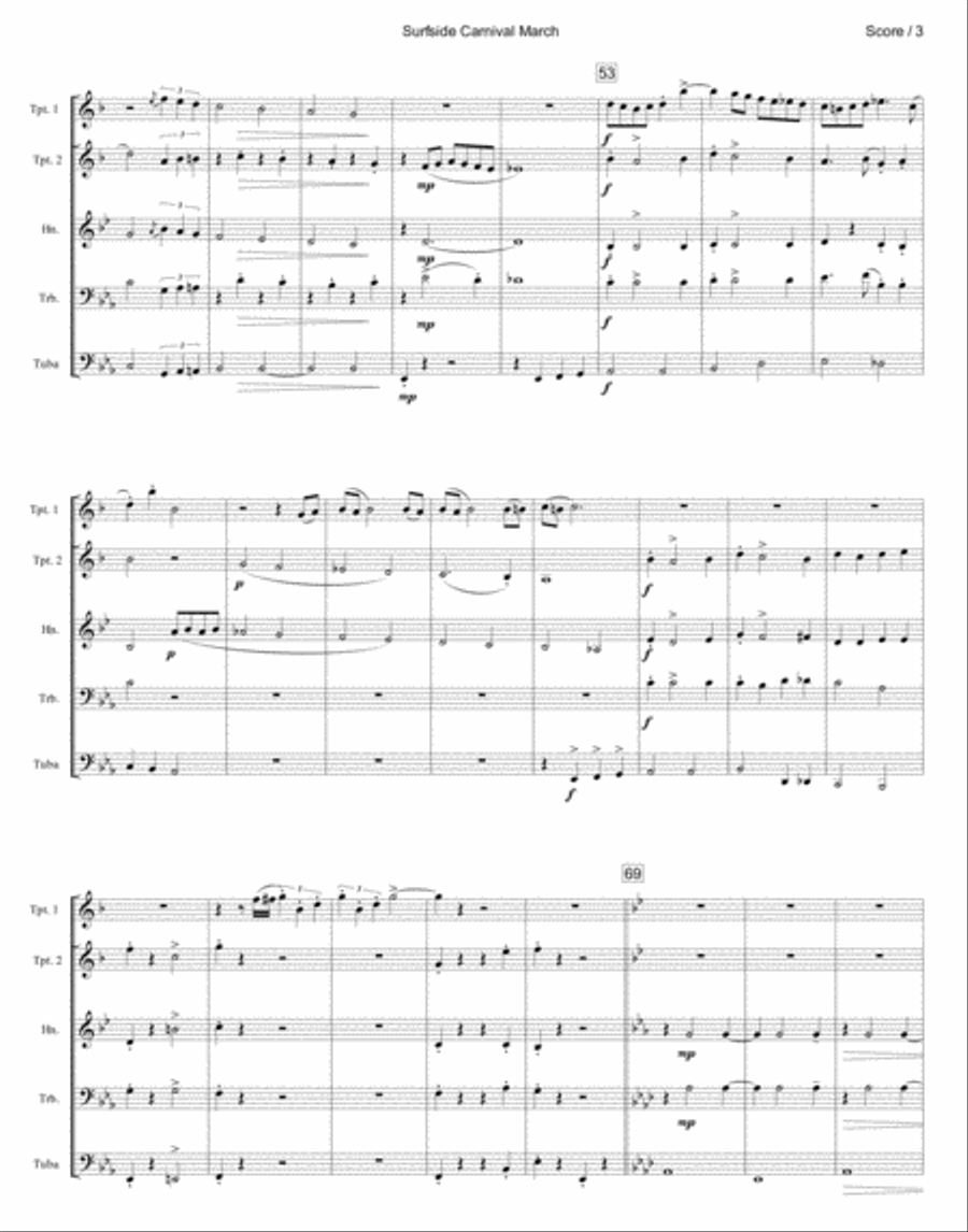 Surfside Carnival - Brass Quintet Brass Quintet scores gallery preview page 3