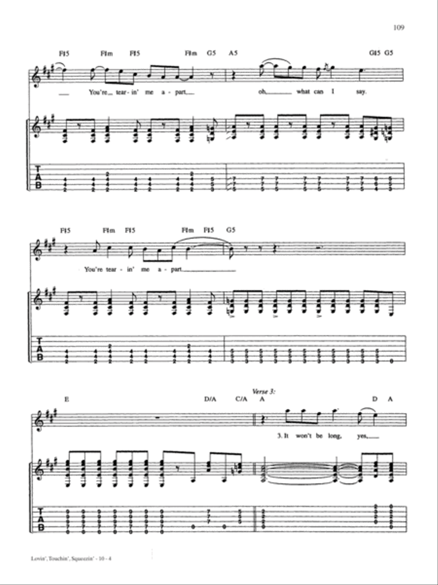 Lovin', Touchin', Squeezin' Guitar Tablature scores gallery preview page 4