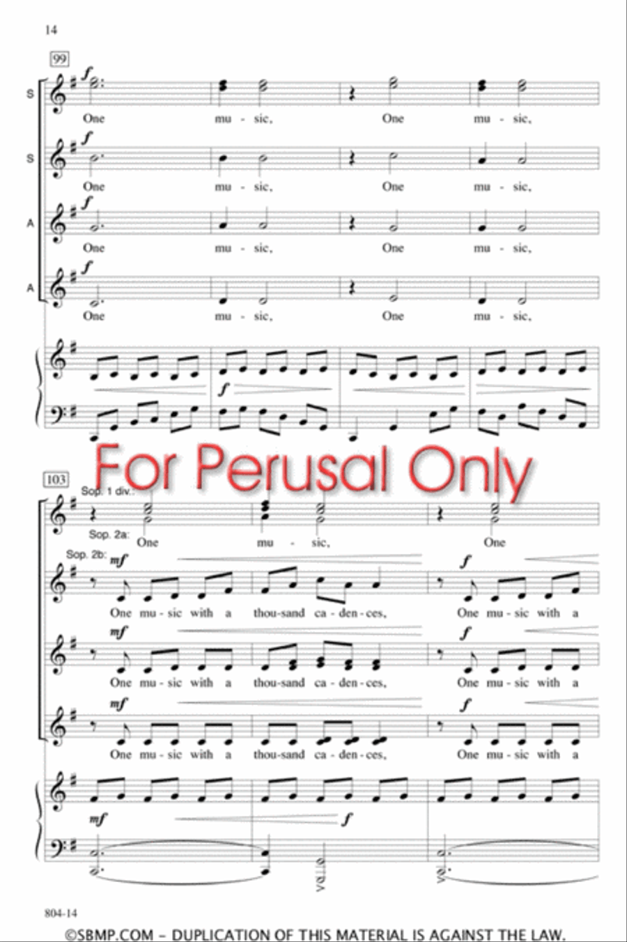 You Are the Music - SSAA Octavo SSAA scores gallery preview page 14