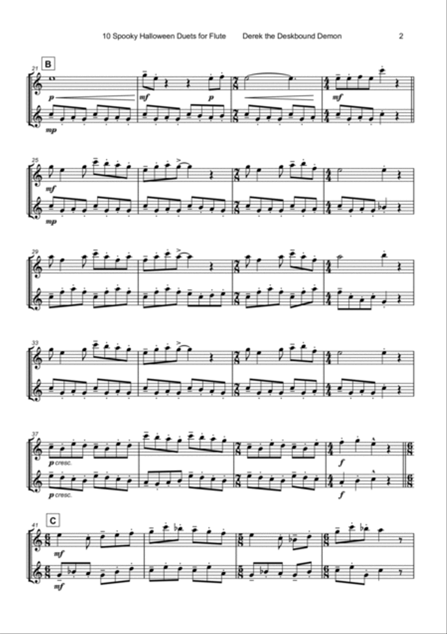 10 Spooky Halloween Duets for Flute Flute Duet scores gallery preview page 4
