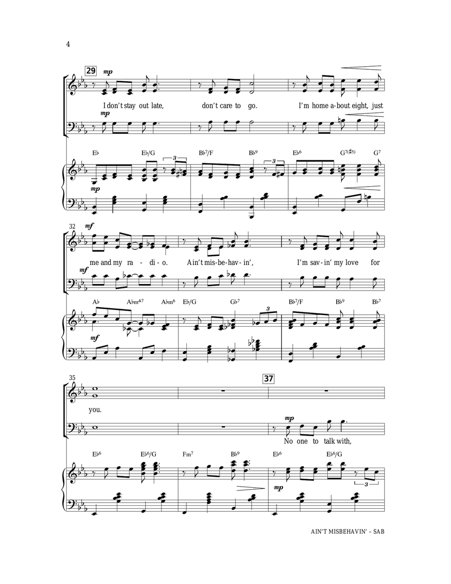 Ain't Misbehavin' Ain't Misbehavin' 3-Part scores gallery preview page 4