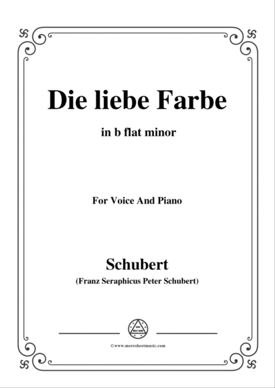 Schubert-Die liebe Farbe,from 'Die Schöne Müllerin',Op.25 No.16,in b flat minor,for Voice&Piano Voice scores gallery preview page 1