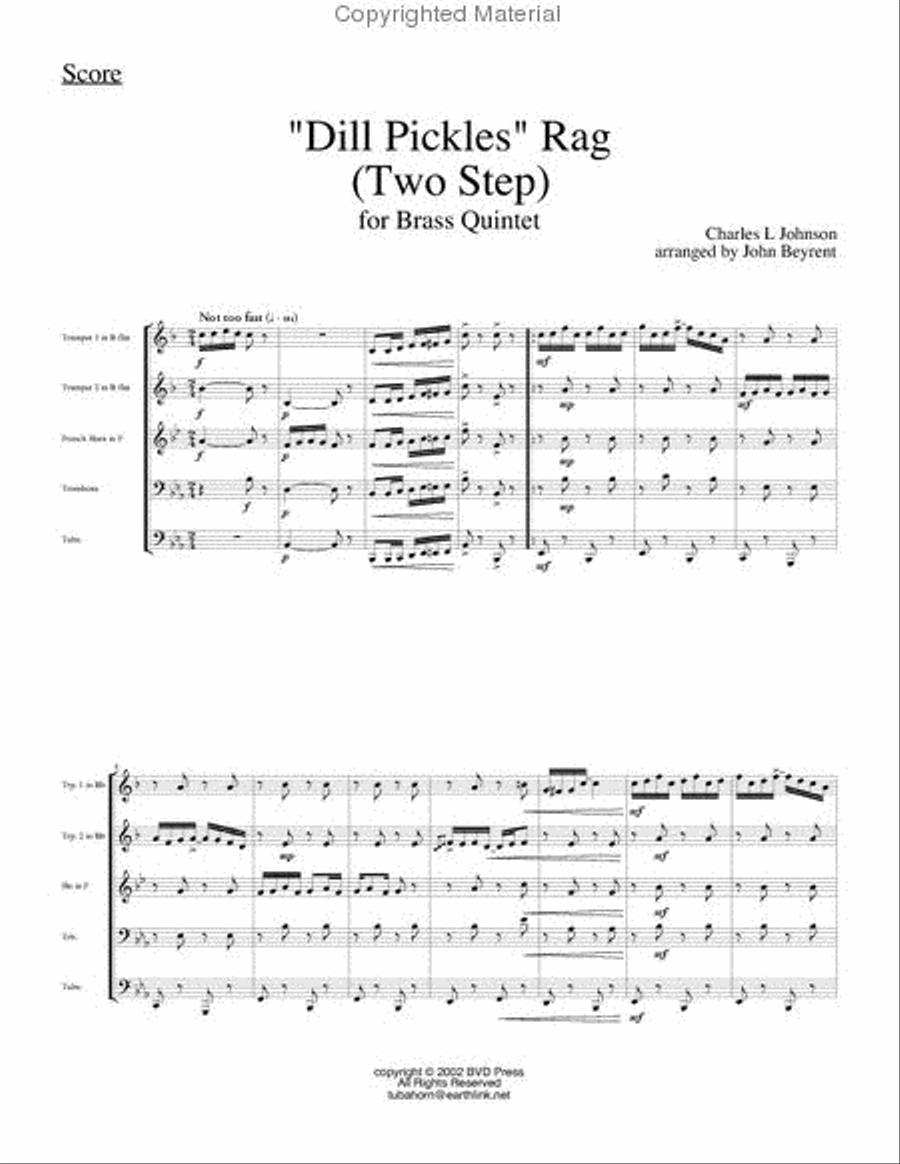 Dill Pickle's Rag Brass Quintet scores gallery preview page 2